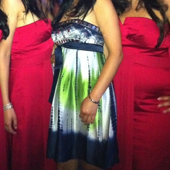 BCBG empire waisted silk azure dress size 0 - Picture 5 of 6